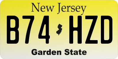 NJ license plate B74HZD