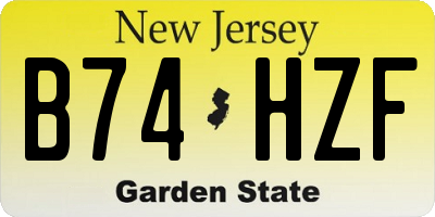 NJ license plate B74HZF