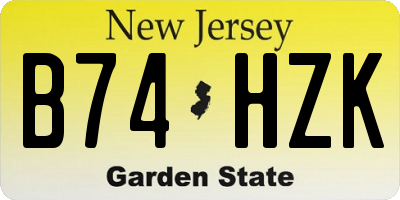 NJ license plate B74HZK