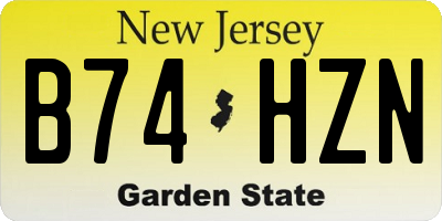 NJ license plate B74HZN