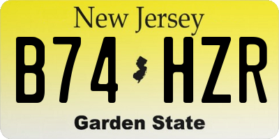 NJ license plate B74HZR