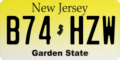 NJ license plate B74HZW