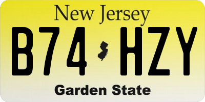 NJ license plate B74HZY