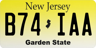 NJ license plate B74IAA