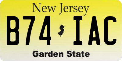 NJ license plate B74IAC