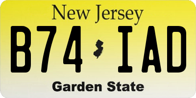 NJ license plate B74IAD