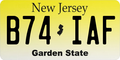 NJ license plate B74IAF