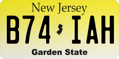 NJ license plate B74IAH