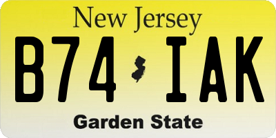 NJ license plate B74IAK