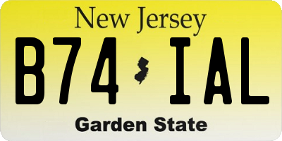 NJ license plate B74IAL