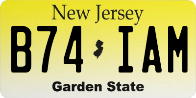 NJ license plate B74IAM