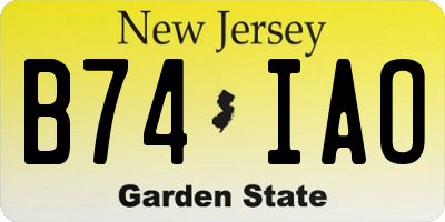 NJ license plate B74IAO