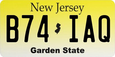 NJ license plate B74IAQ