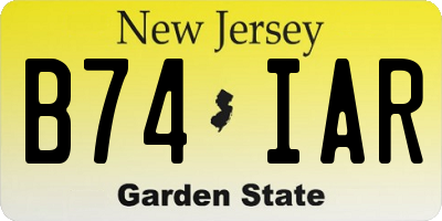 NJ license plate B74IAR