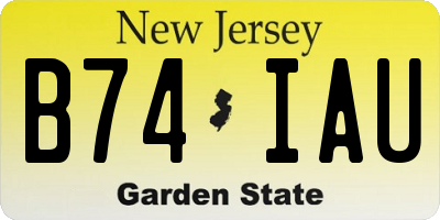 NJ license plate B74IAU