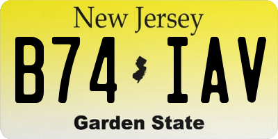 NJ license plate B74IAV