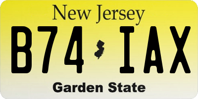 NJ license plate B74IAX