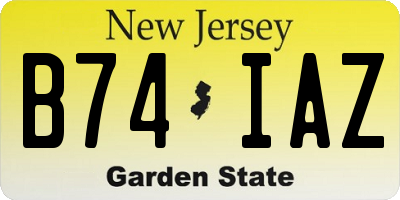 NJ license plate B74IAZ