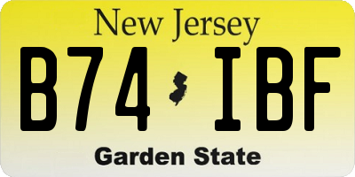 NJ license plate B74IBF