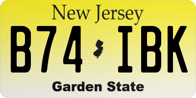 NJ license plate B74IBK