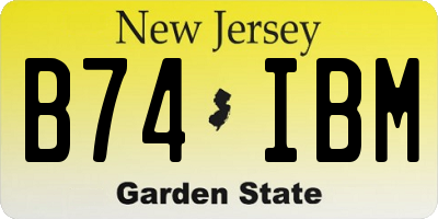 NJ license plate B74IBM