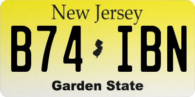 NJ license plate B74IBN
