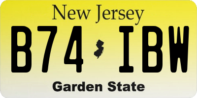 NJ license plate B74IBW