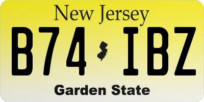 NJ license plate B74IBZ