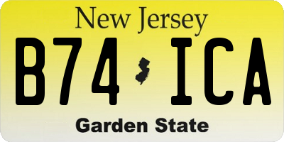 NJ license plate B74ICA