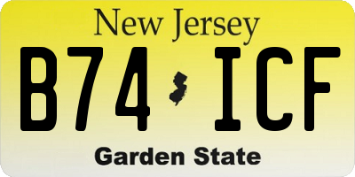 NJ license plate B74ICF