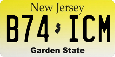 NJ license plate B74ICM