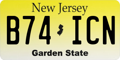 NJ license plate B74ICN