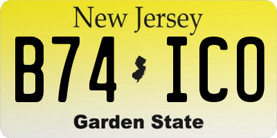 NJ license plate B74ICO