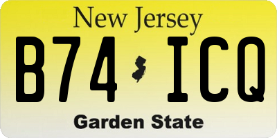 NJ license plate B74ICQ
