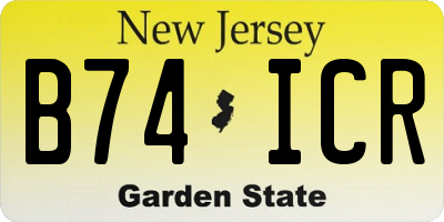 NJ license plate B74ICR