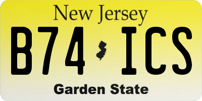 NJ license plate B74ICS