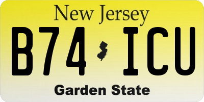 NJ license plate B74ICU