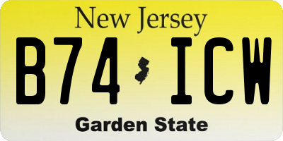 NJ license plate B74ICW