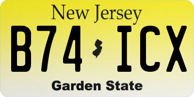 NJ license plate B74ICX
