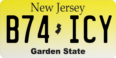 NJ license plate B74ICY