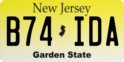 NJ license plate B74IDA