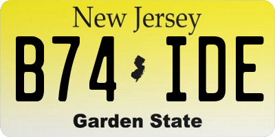 NJ license plate B74IDE