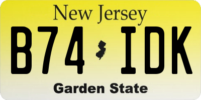 NJ license plate B74IDK