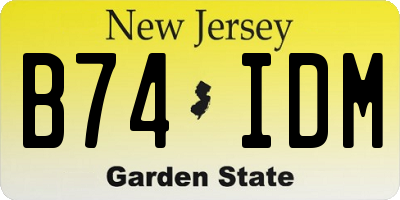 NJ license plate B74IDM