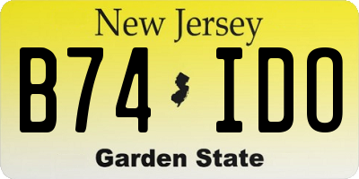 NJ license plate B74IDO