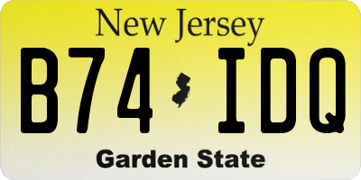 NJ license plate B74IDQ