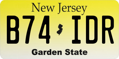 NJ license plate B74IDR