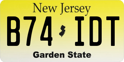 NJ license plate B74IDT