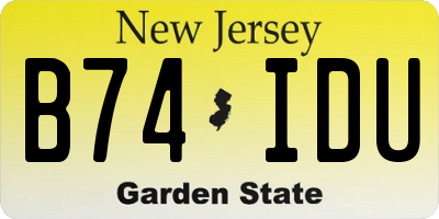 NJ license plate B74IDU