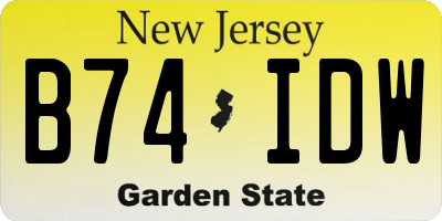 NJ license plate B74IDW